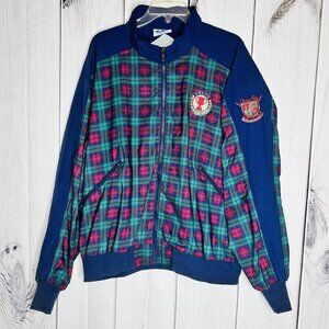 VTG Starbus Blue Tartan Weather Screen Windbreaker Sz XL Volvo Legends Series